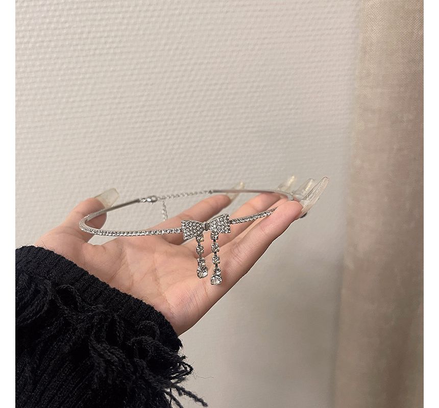 Choker Alloy Rhinestone Bow