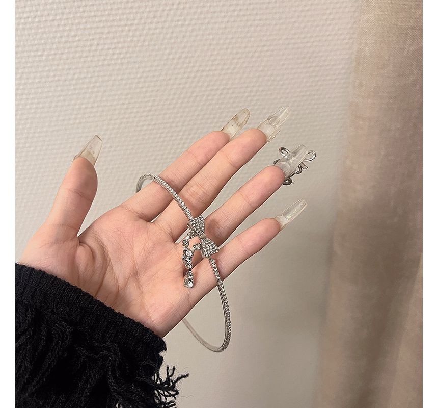 Choker Alloy Rhinestone Bow