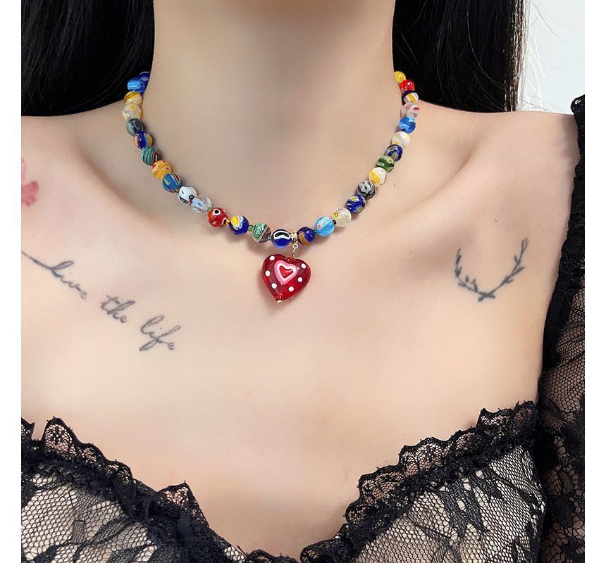 Necklace Print Pendant Glass / Earring