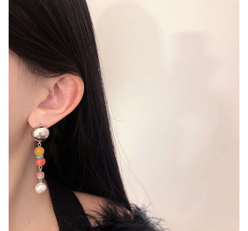 Earring Alloy Glass Pearl Bead Faux Dangle