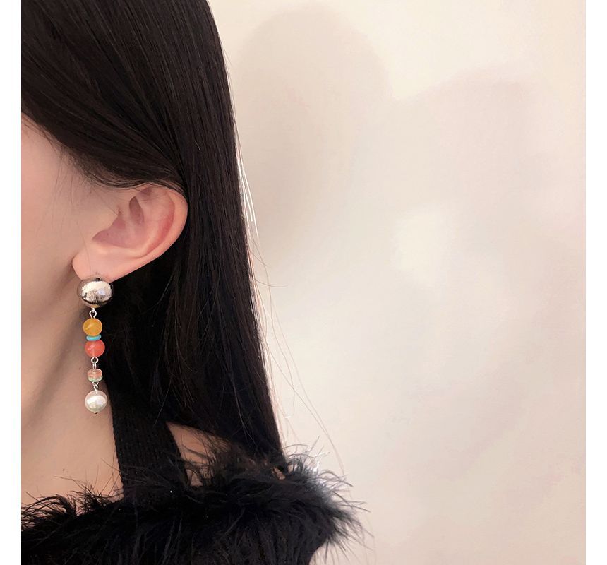 Earring Alloy Glass Pearl Bead Faux Dangle