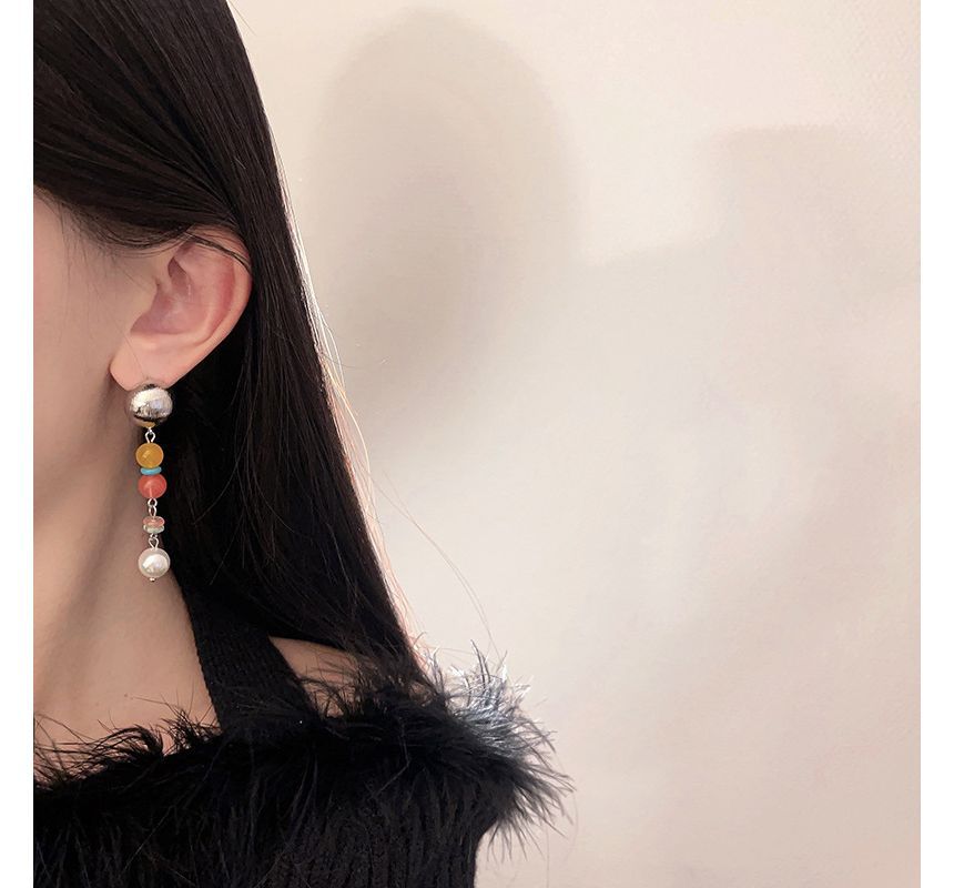 Earring Alloy Glass Pearl Bead Faux Dangle