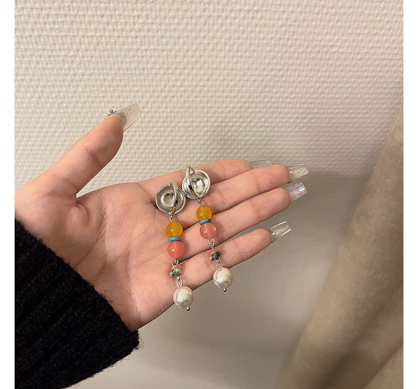 Earring Alloy Glass Pearl Bead Faux Dangle