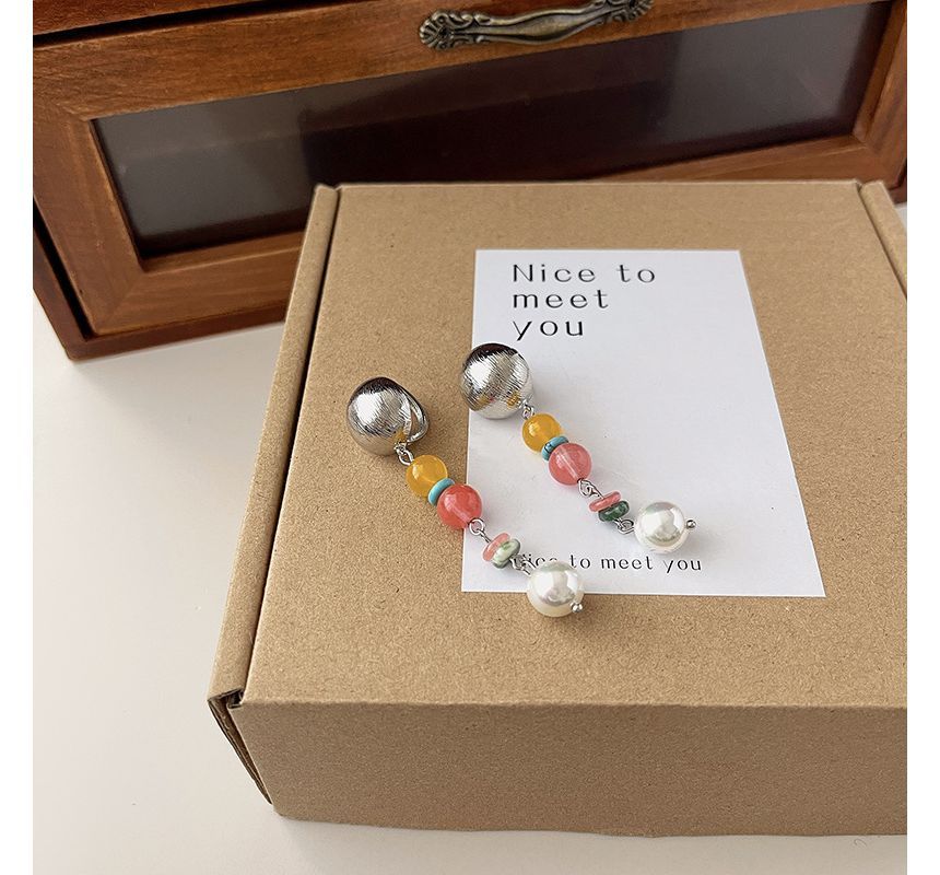 Earring Alloy Glass Pearl Bead Faux Dangle