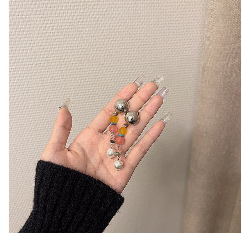 Earring Alloy Glass Pearl Bead Faux Dangle