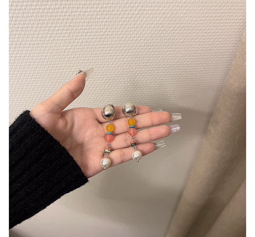 Earring Alloy Glass Pearl Bead Faux Dangle