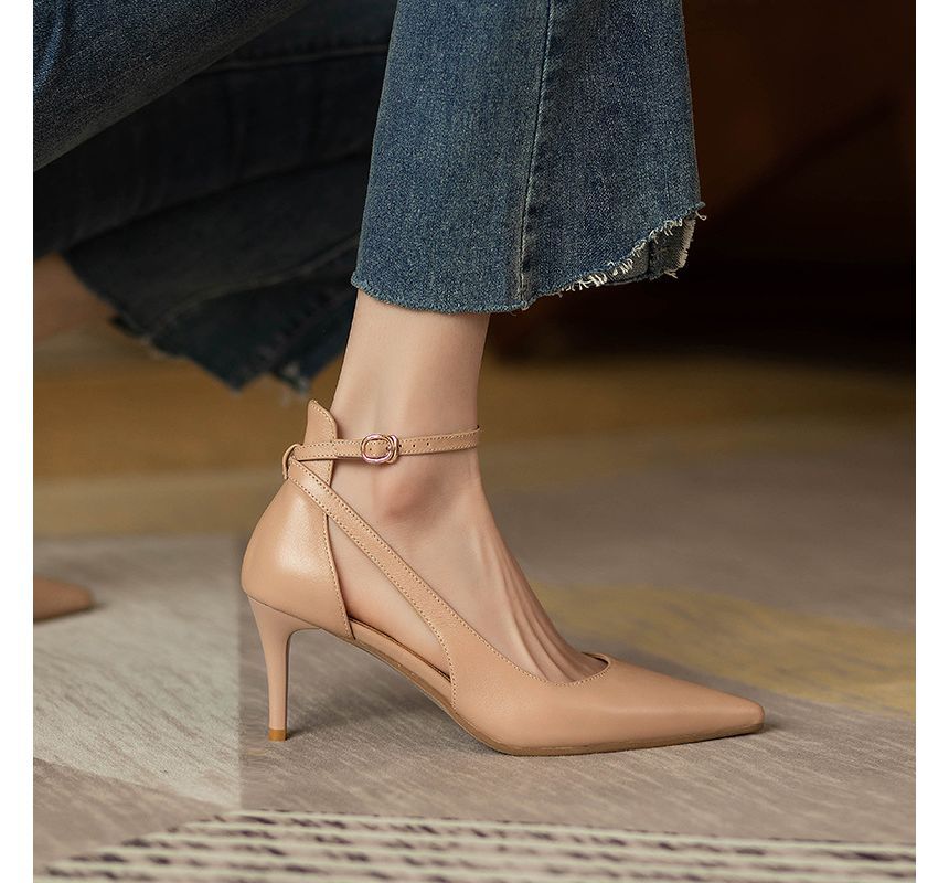 Strap Plain Stiletto Sandals Ankle Heel