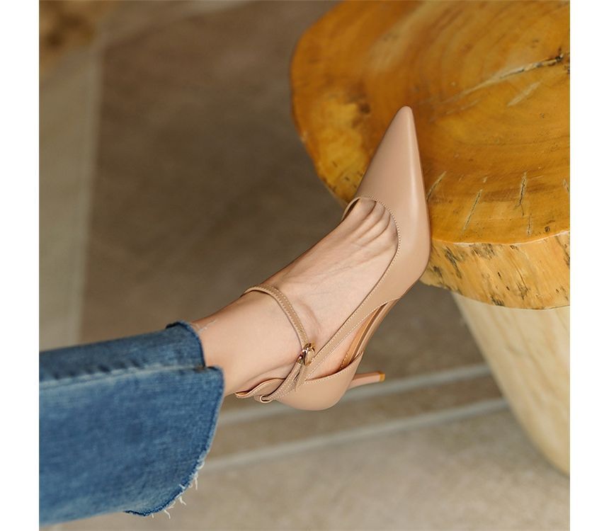 Strap Plain Stiletto Sandals Ankle Heel