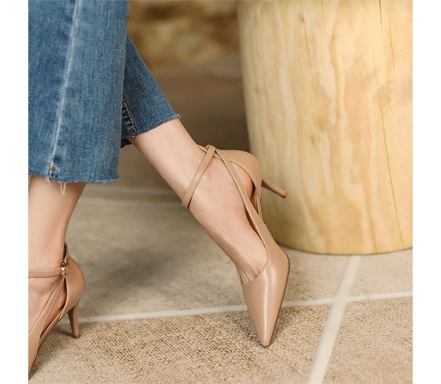 Strap Plain Stiletto Sandals Ankle Heel