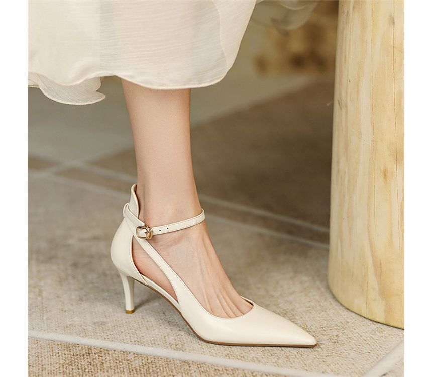 Strap Plain Stiletto Sandals Ankle Heel