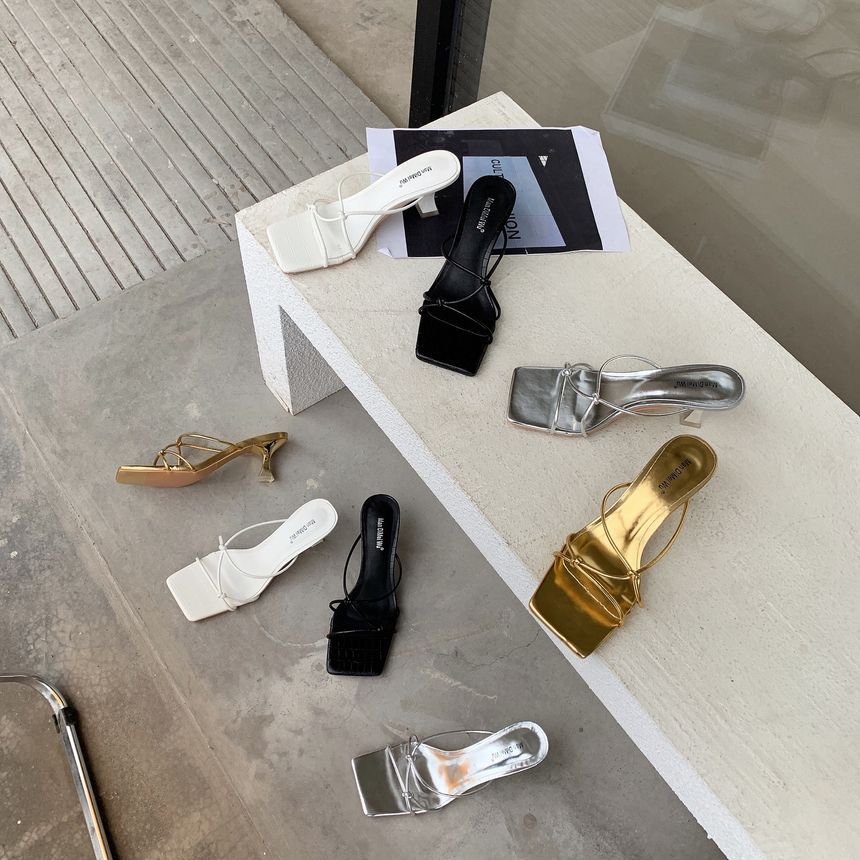 Strappy Sandals Slide Heel High