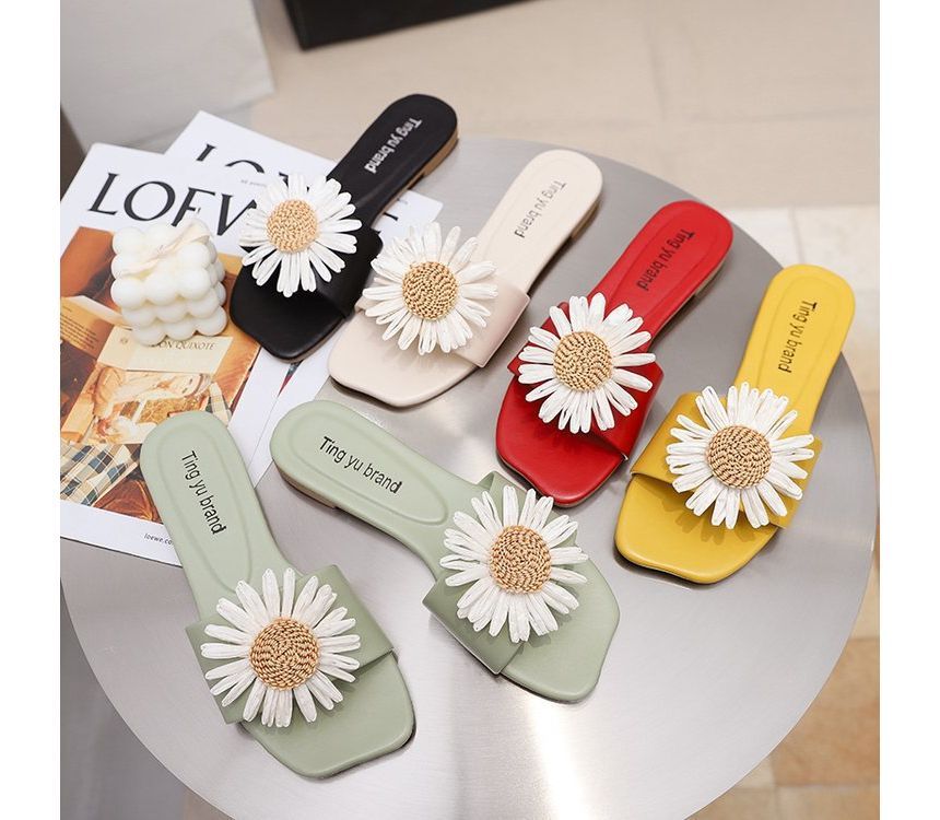 Flower Sandals Slide Applique