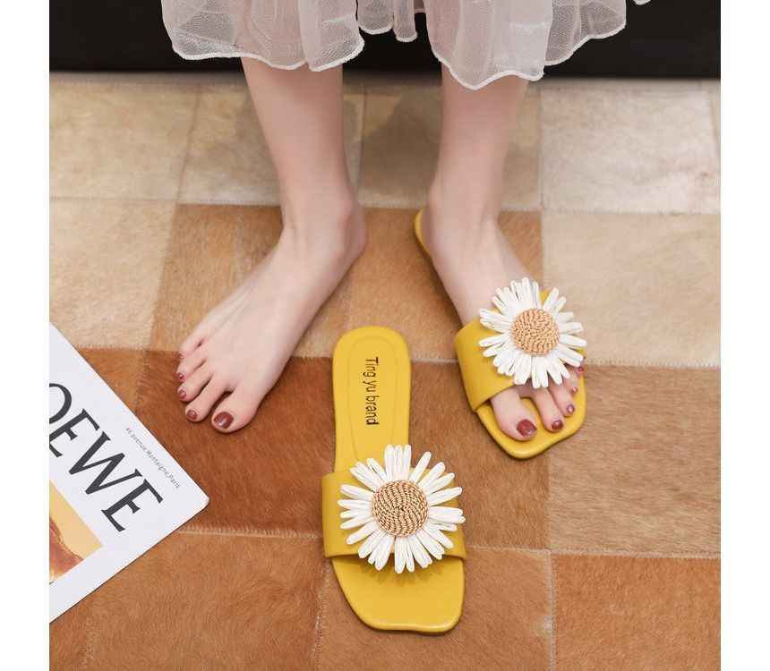 Flower Sandals Slide Applique