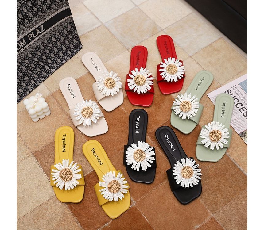 Flower Sandals Slide Applique