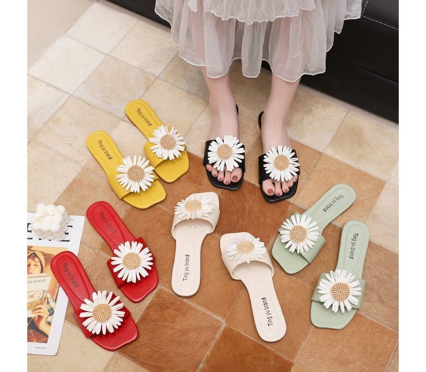 Flower Sandals Slide Applique