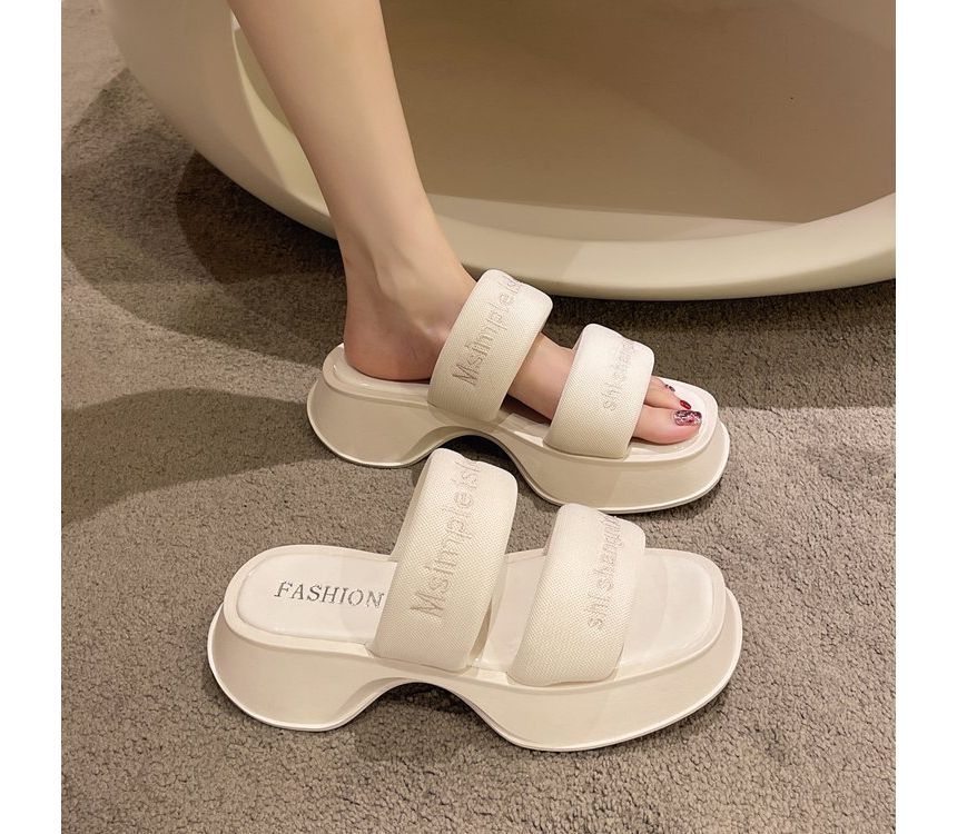 Embroidery Lettering Sandals Platform Slide