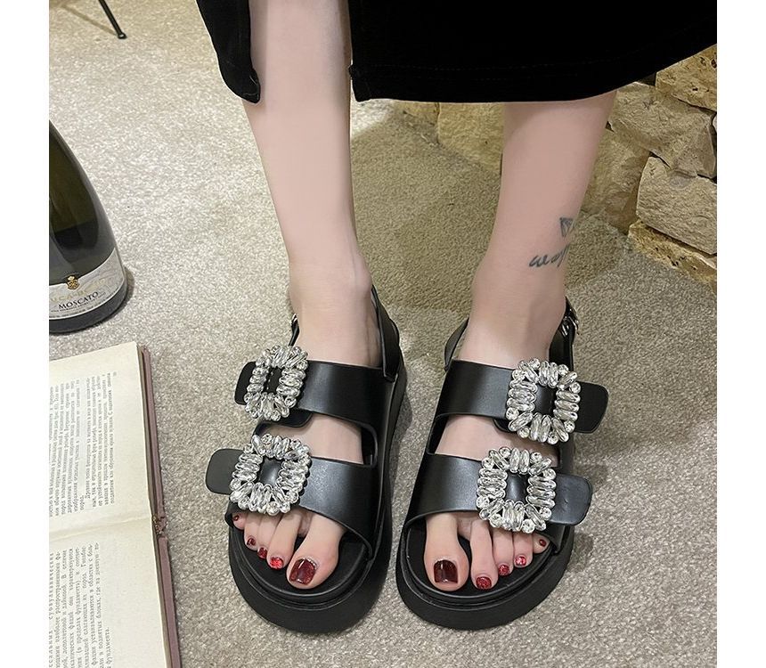 Slingback Platform Sandals Rhinestone