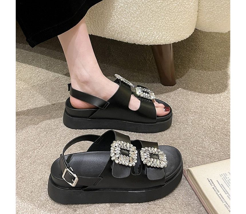 Slingback Platform Sandals Rhinestone