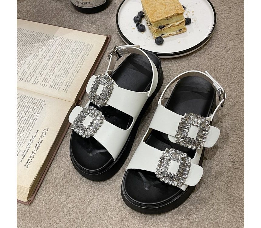 Slingback Platform Sandals Rhinestone