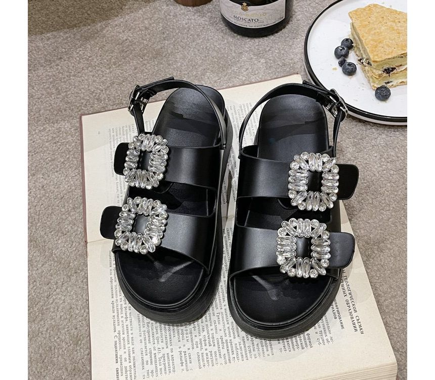 Slingback Platform Sandals Rhinestone