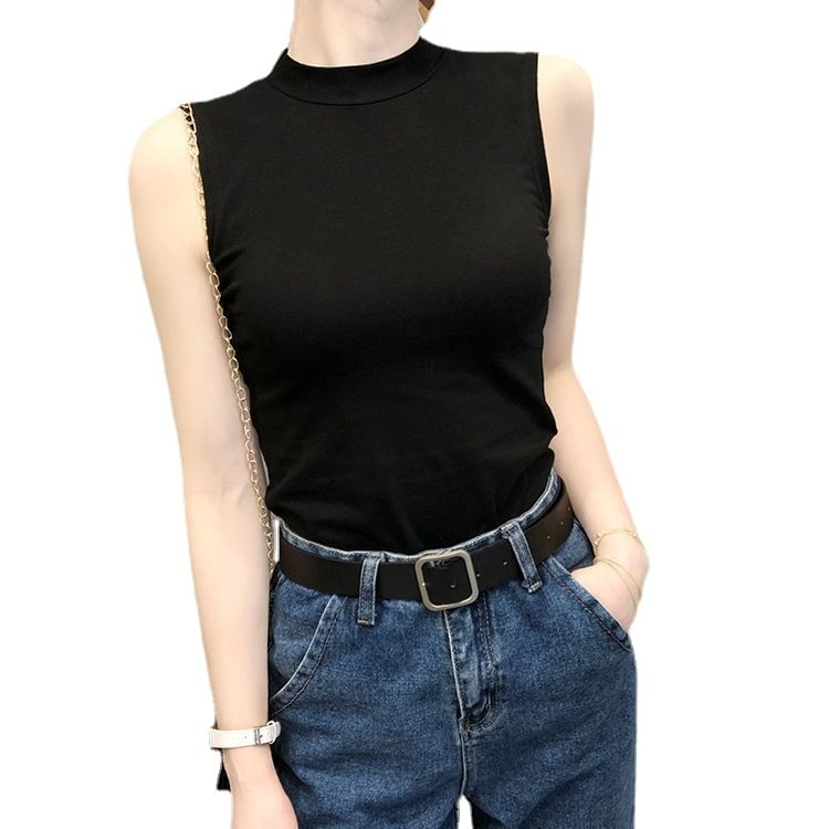 Top Mock Plain Neck Tank
