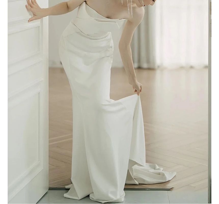 Tube Mermaid Satin Wedding Gown Plain