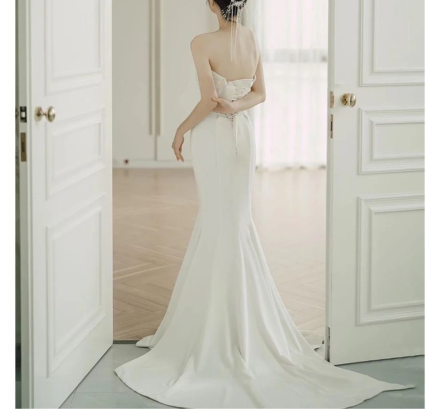 Tube Mermaid Satin Wedding Gown Plain