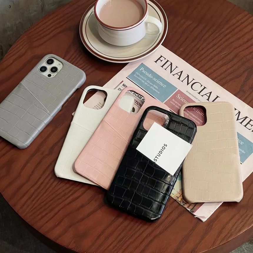Faux Phone Holder Card Leather Case