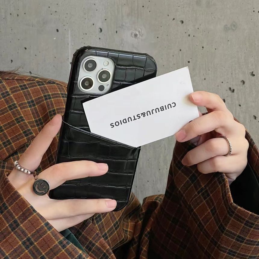 Faux Phone Holder Card Leather Case