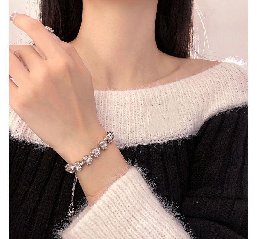 Alloy Bracelet Heart Rhinestone
