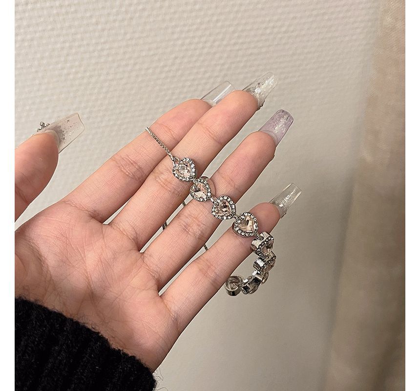 Alloy Bracelet Heart Rhinestone