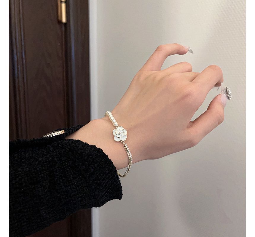 Bracelet Faux Pearl Alloy Floral