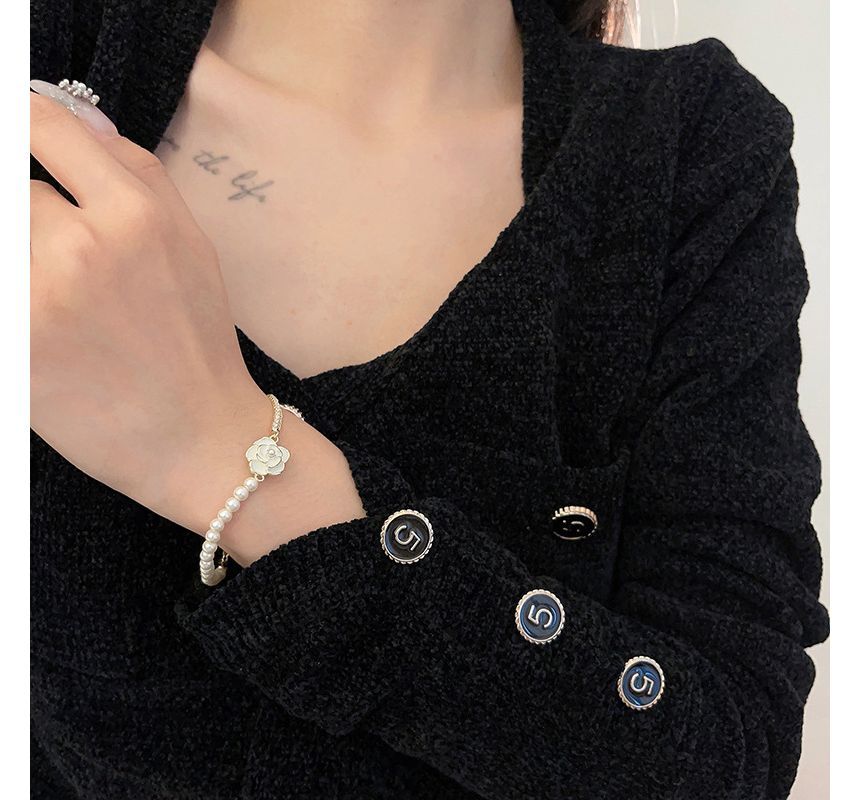Bracelet Faux Pearl Alloy Floral