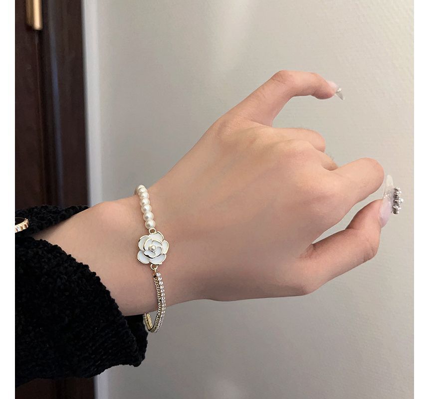 Bracelet Faux Pearl Alloy Floral