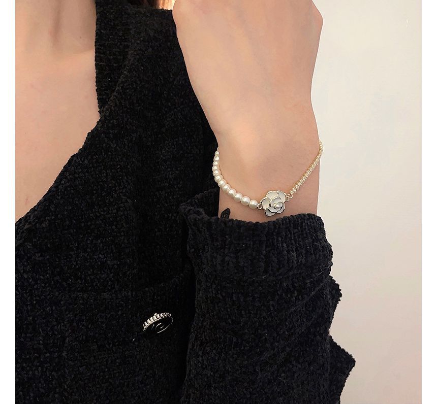 Bracelet Faux Pearl Alloy Floral