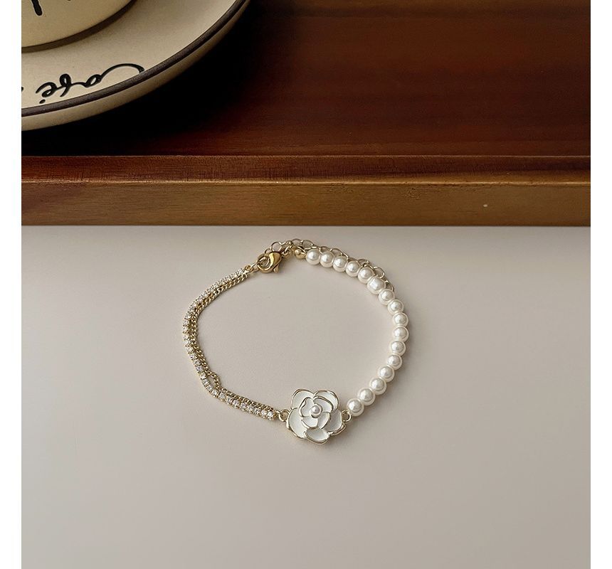 Bracelet Faux Pearl Alloy Floral