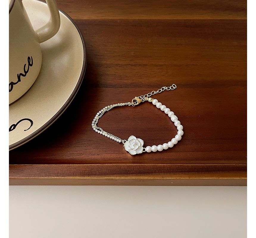 Bracelet Faux Pearl Alloy Floral