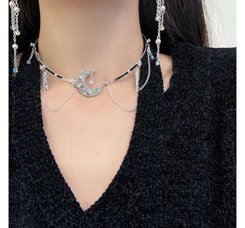 Moon Star / Earring Choker Alloy Fringed