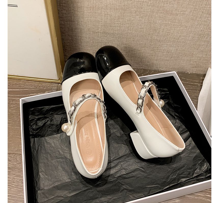 Heel Pumps Mary Two-Tone Jane Block