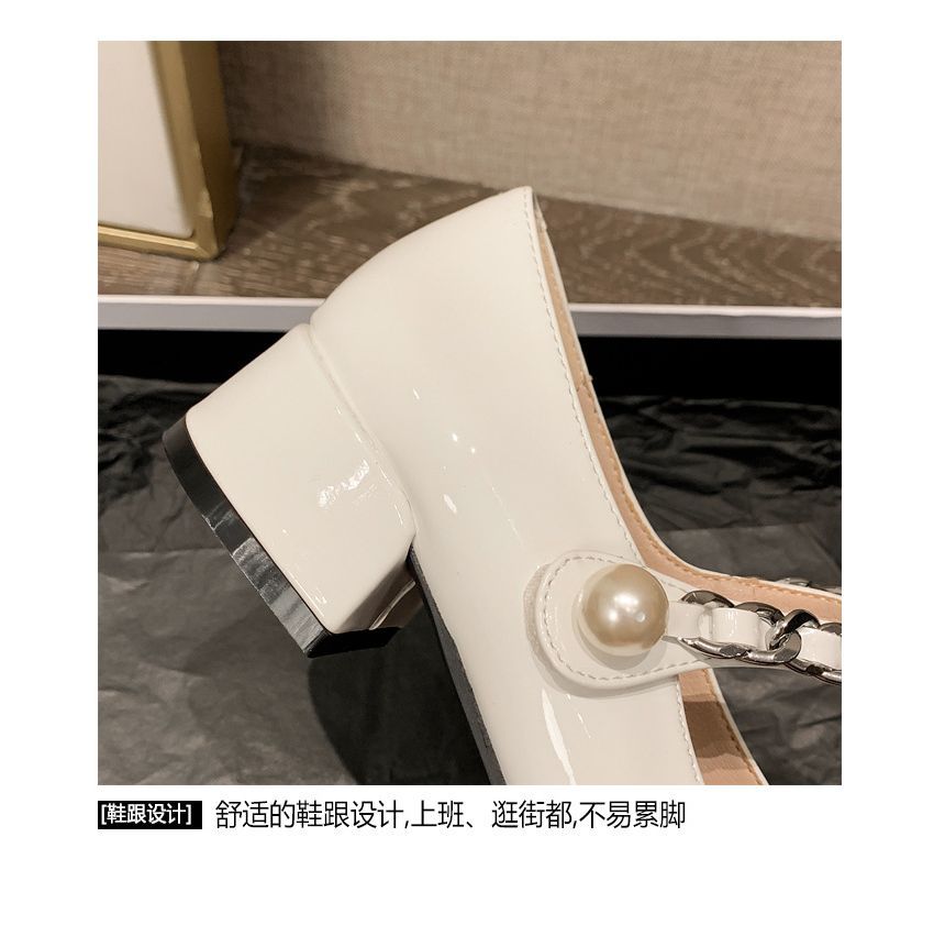 Heel Pumps Mary Two-Tone Jane Block