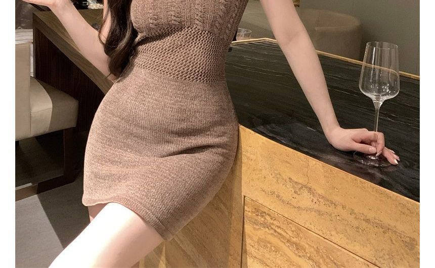 Strap Dress Slim-Fit Knit Spaghetti Mini