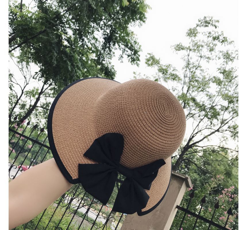 Piped Straw Sun Bow Hat