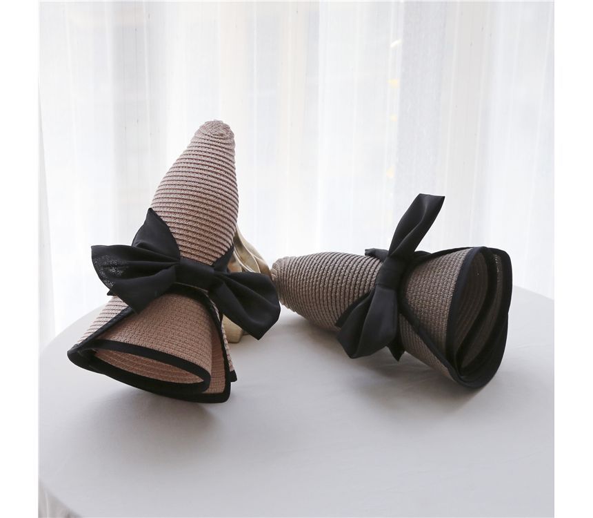 Piped Straw Sun Bow Hat