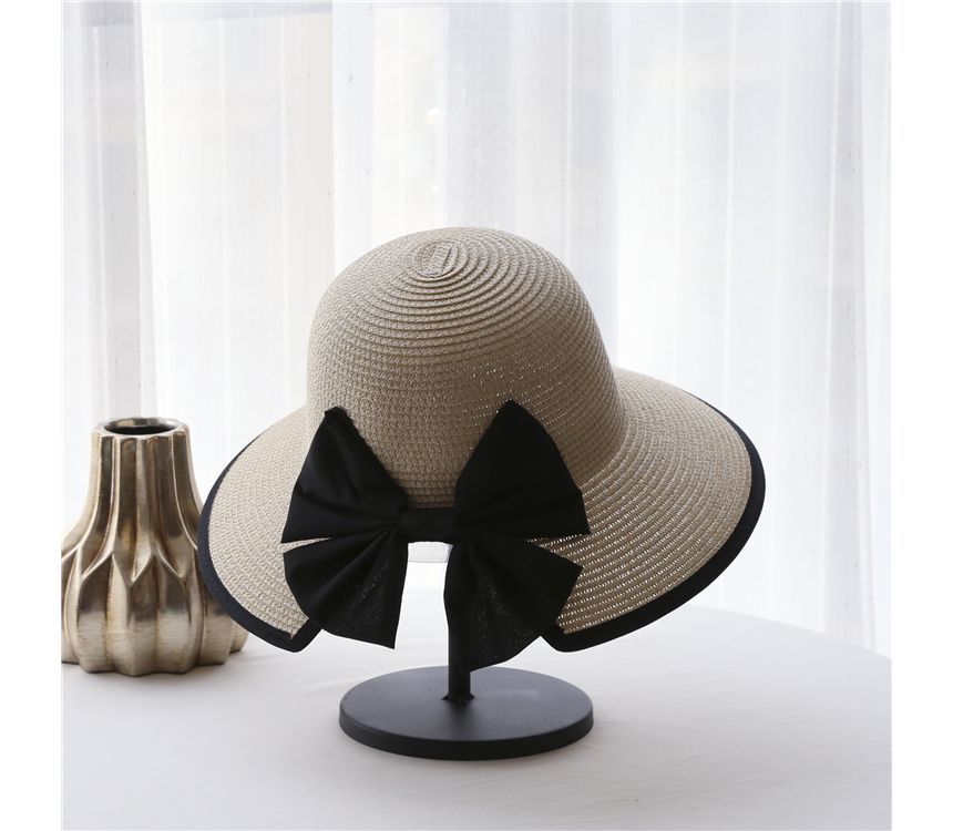 Piped Straw Sun Bow Hat
