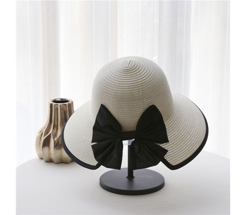 Piped Straw Sun Bow Hat