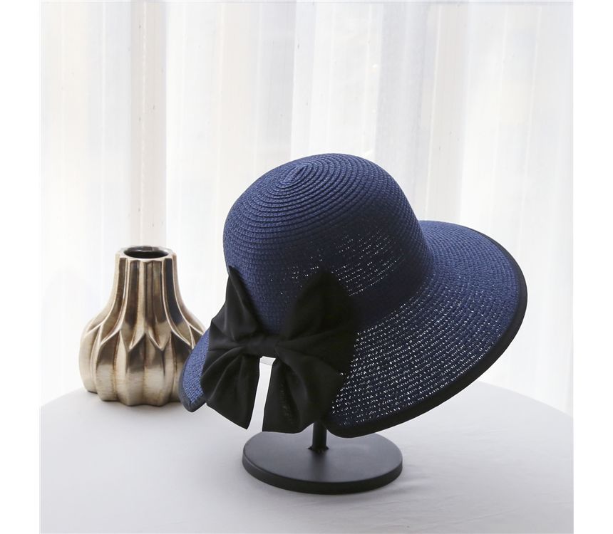 Piped Straw Sun Bow Hat