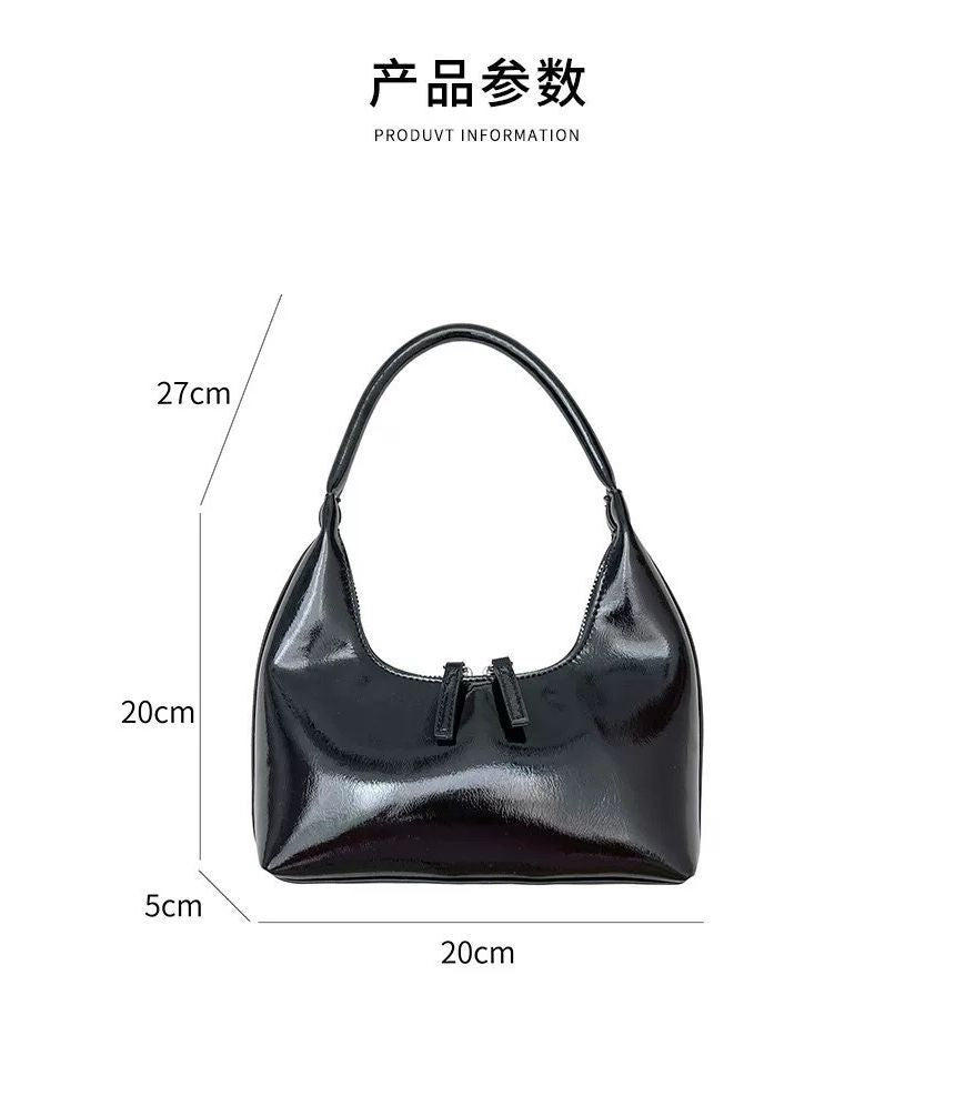 Shoulder Faux Bag Zip Plain Leather