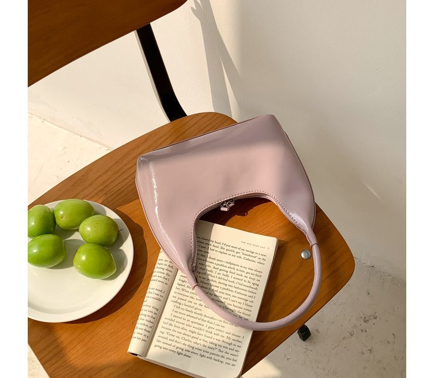 Shoulder Faux Bag Zip Plain Leather