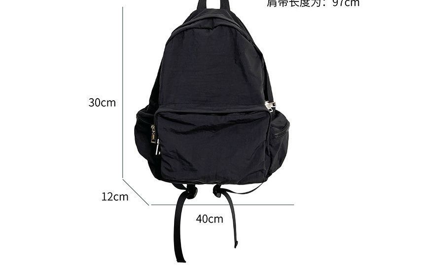 Nylon Backpack Zip Plain