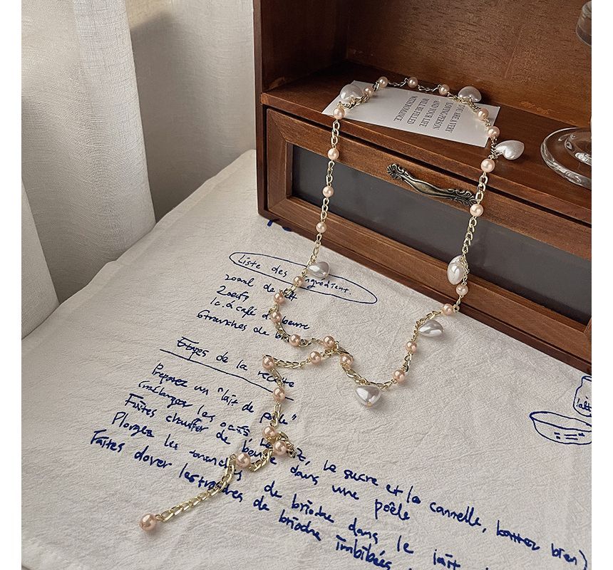 Faux Heart Waist Alloy Belt Chain Pearl